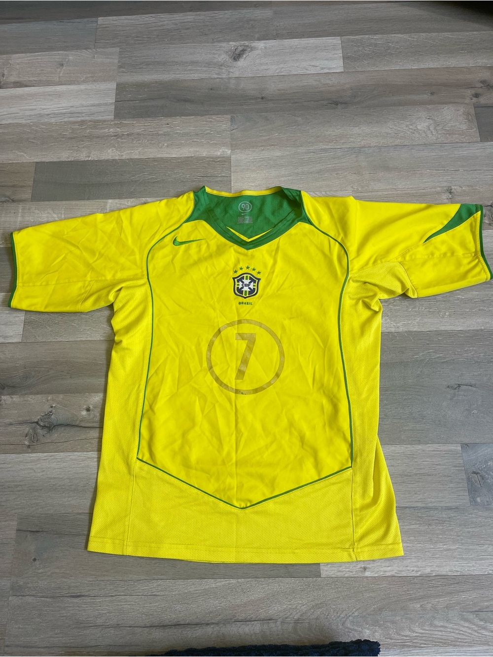 Vintage 2004 Brazil Nike Total 90 Jersey Ronaldinho 7 Home Soccer Shirt Mens L